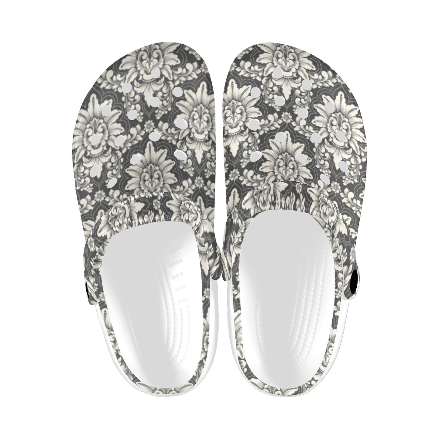 Damask Elegant Print Pattern Unisex Clogs Shoes