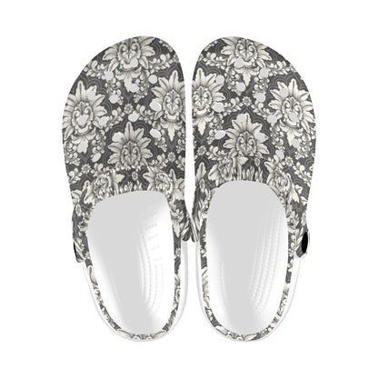 Damask Elegant Print Pattern Unisex Clogs Shoes