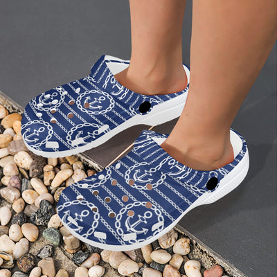 Anchor Stripe Pattern Unisex Clogs Shoes