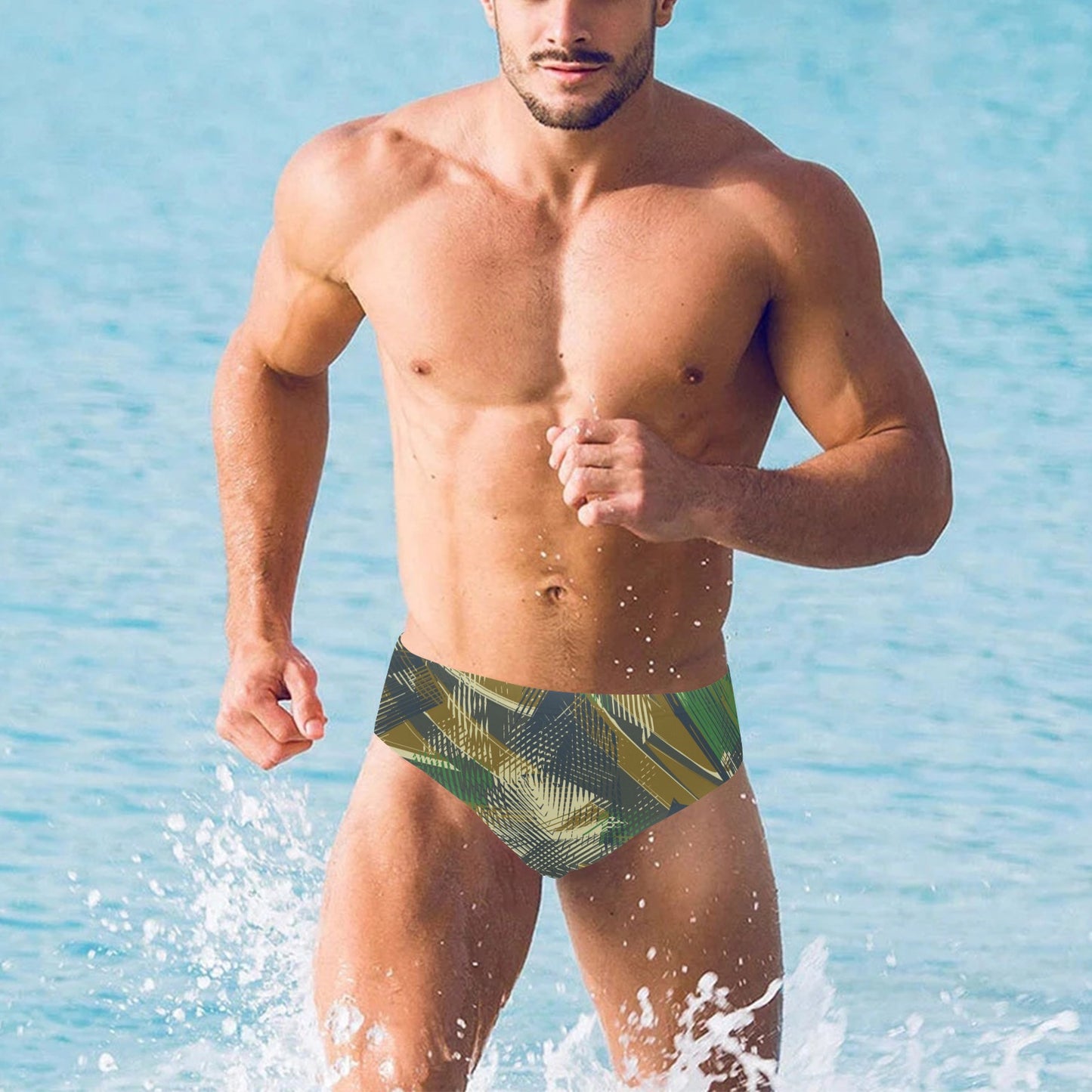 Military Camouflage Pattern Print Design 01 Men's Swimming Briefs