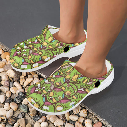 Zombie Head Design Pattern Print Unisex Clogs Shoes
