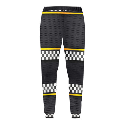 Checkered Flag Yellow Line Style Men's Sweatpants