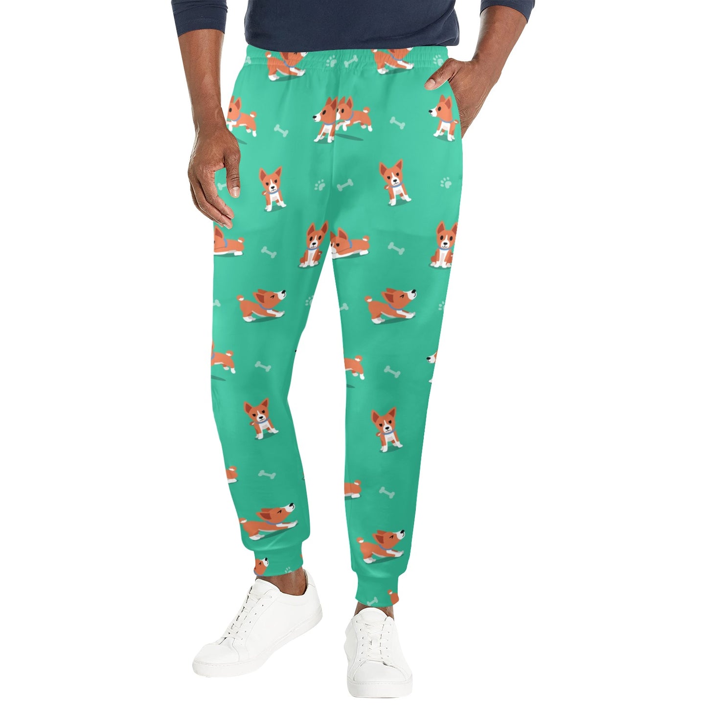 Basenji Pattern Print Design 02 Men's Casual Track Pants