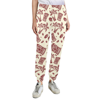 Tiki Tribal Mask Palm Tree Women's Casual Track Pants