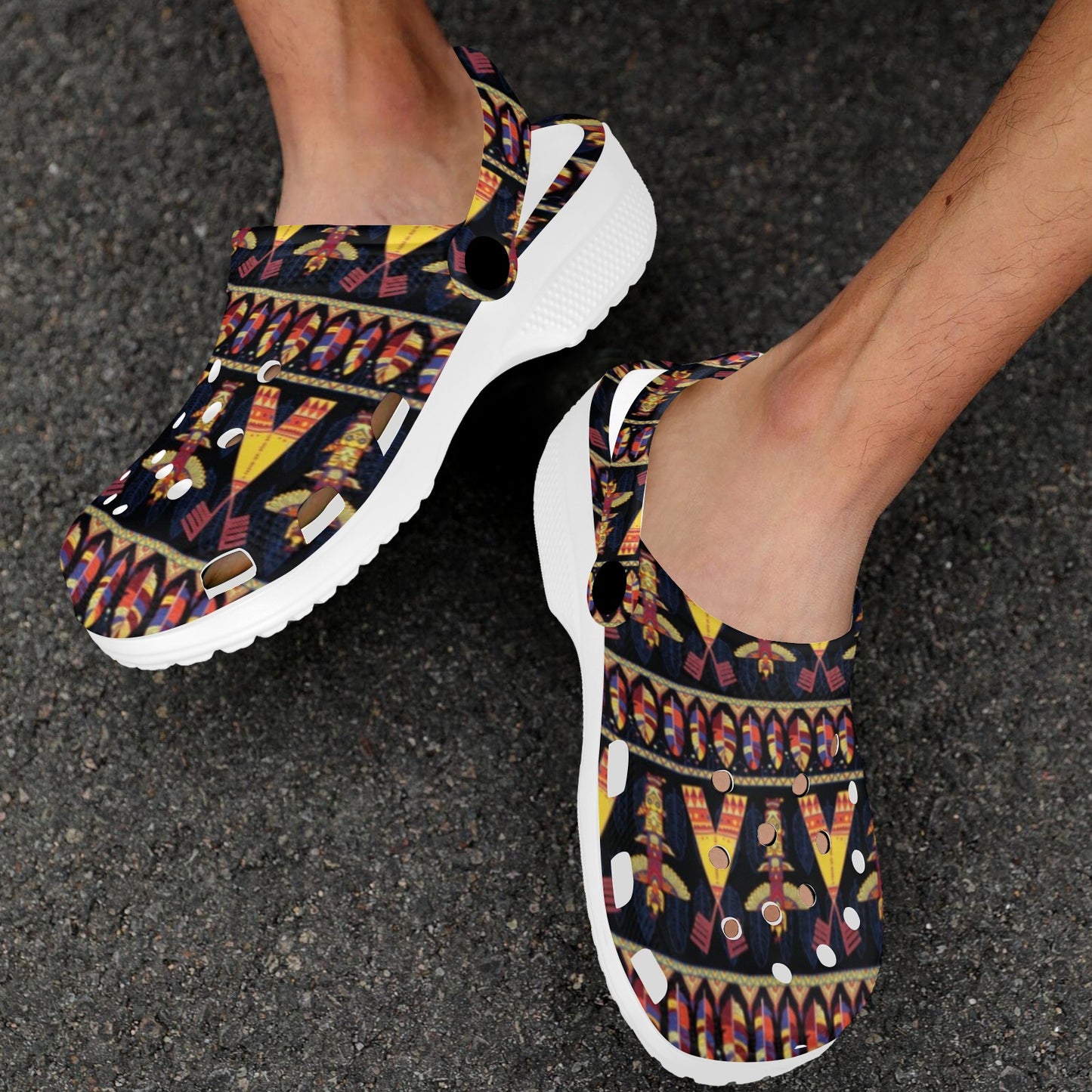 Totem Pole Design Unisex Clogs Shoes