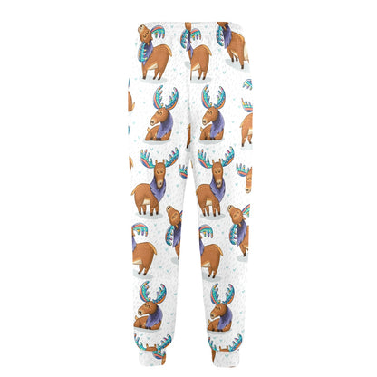 Moose Cute Pattern Print Design 01 Men's Casual Track Pants