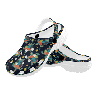 Sea Turtle Colorful with bubble Print Unisex Clogs Shoes
