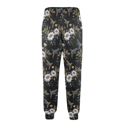 Hummingbird with Embroidery Themed Print Men's Casual Track Pants