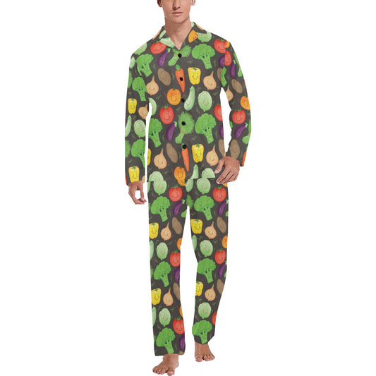 Vegan Funny Themed Design Print Men's Long Pajama Set