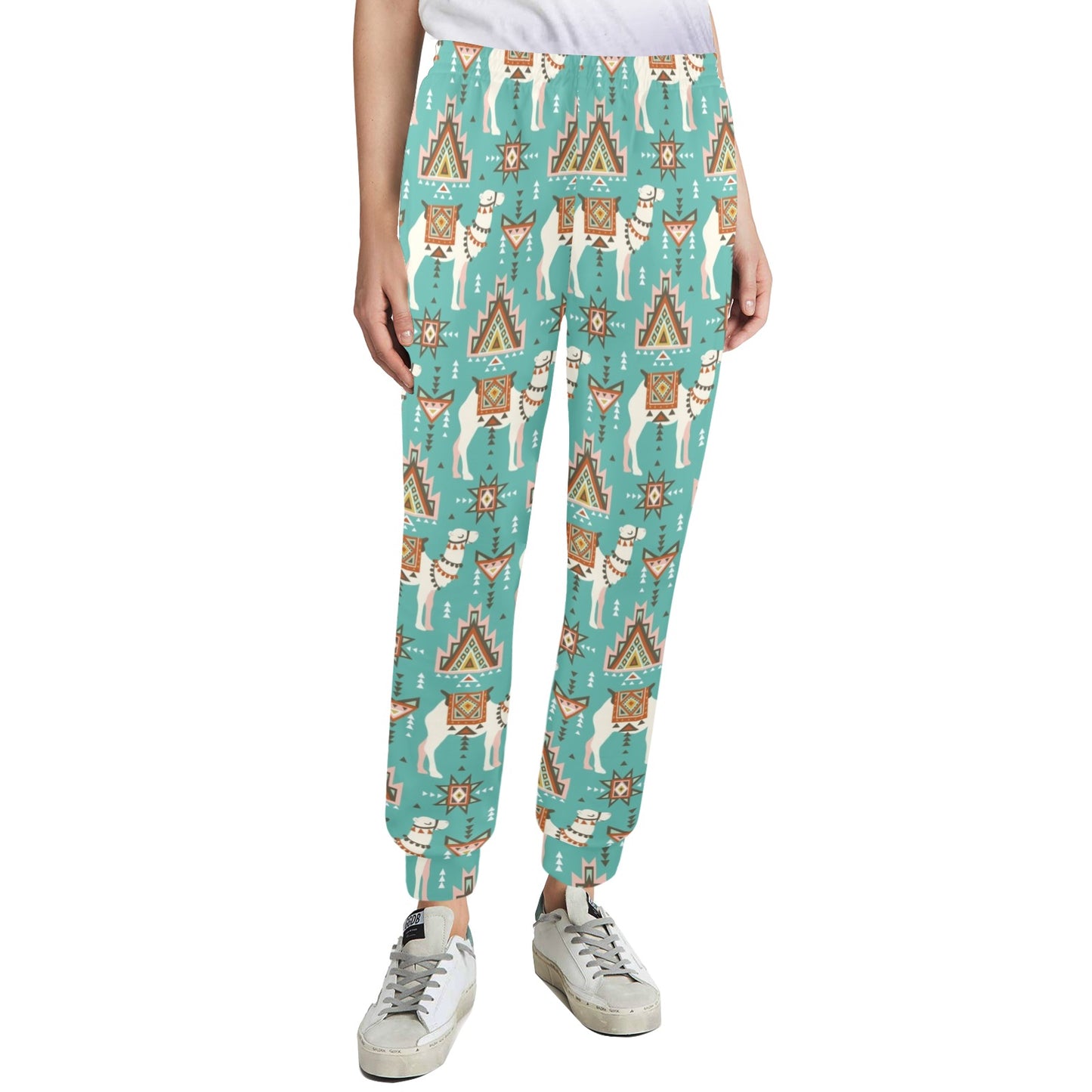 Camel ethnic Design Print Pattern JJ024 Women's Casual Track Pants