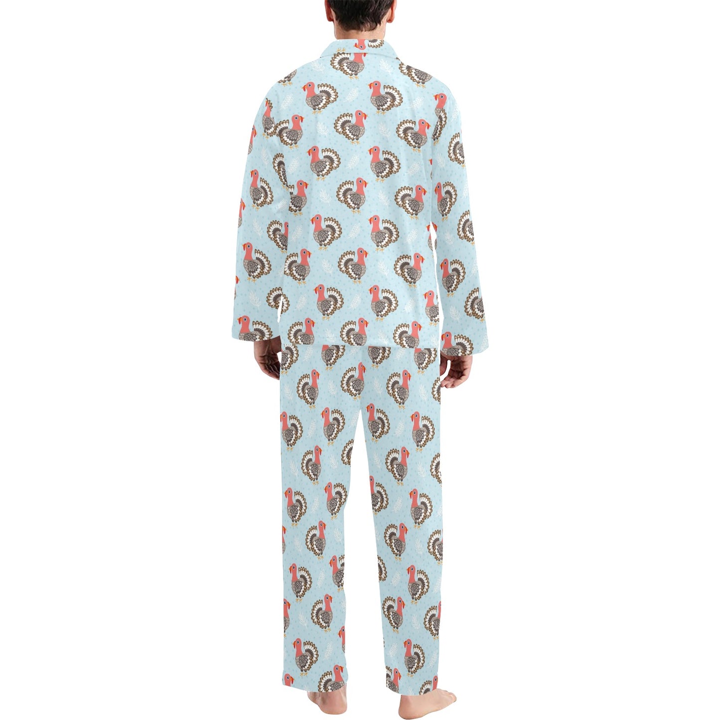 Turkey Print Design LKS403 Men's Long Pajama Set