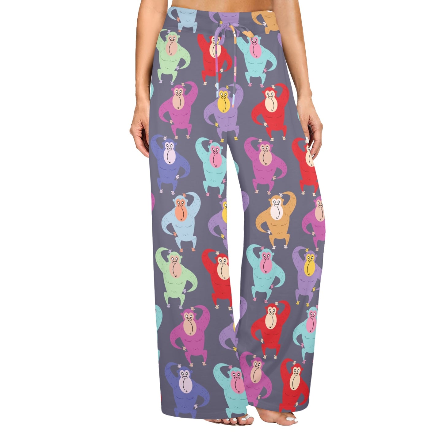 Chimpanzee Pattern Print Design 03 Women's Wide Leg Lounge Pants