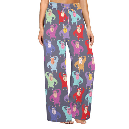 Chimpanzee Pattern Print Design 03 Women's Wide Leg Lounge Pants