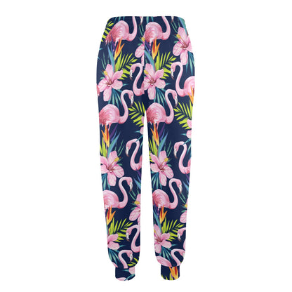 Flamingo Hibiscus Print Women's Casual Track Pants