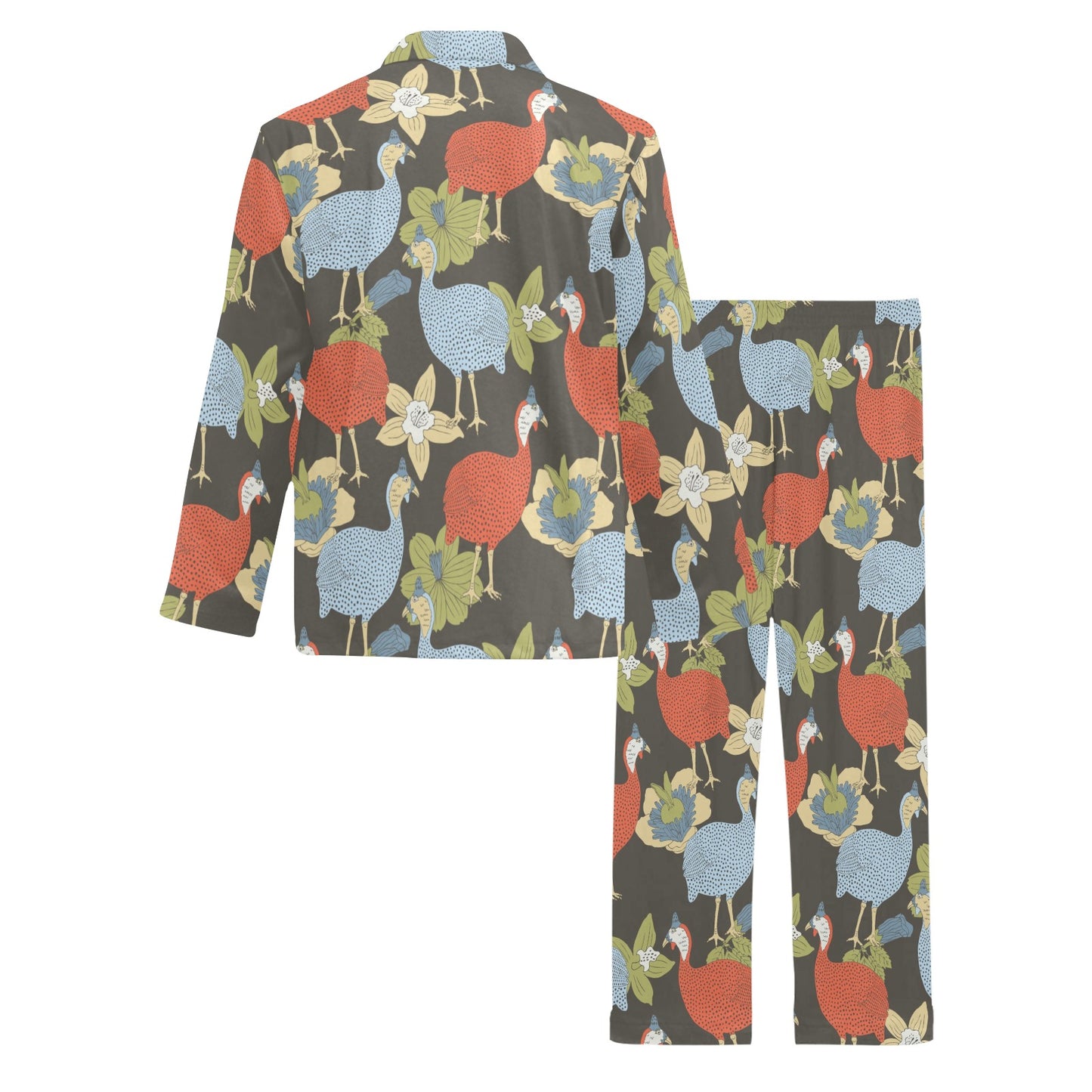 Guinea Fowl Pattern Print Design 02 Men's Long Pajama Set