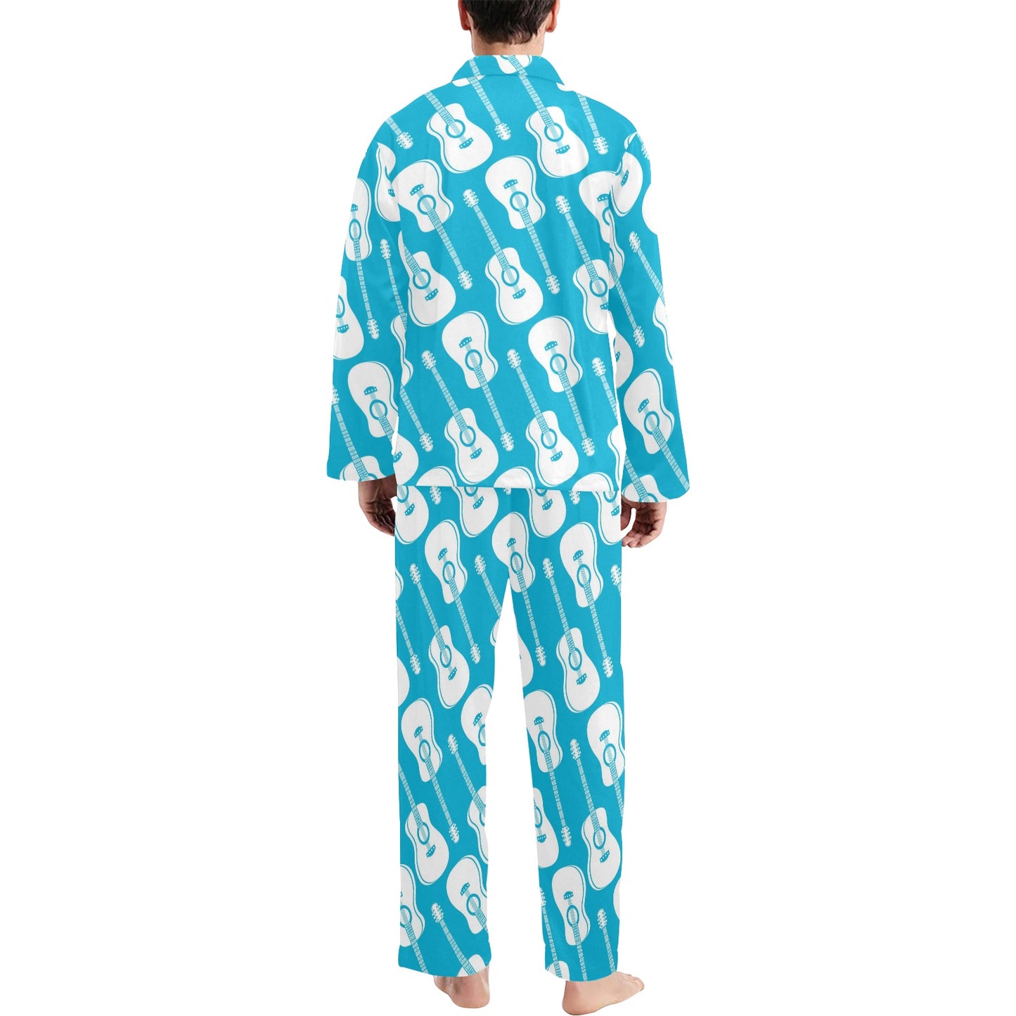 Acoustic Guitar Print Design LKS404 Men's Long Pajama Set