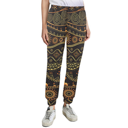Gold African Design Women's Casual Track Pants