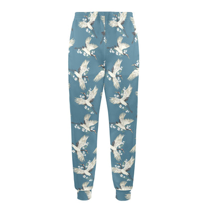 Crane Pattern Print Design 02 Men's Casual Track Pants
