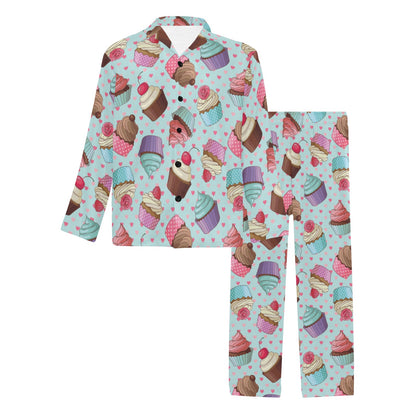 Cupcakes Fancy Heart Print Pattern Men's Long Pajama Set