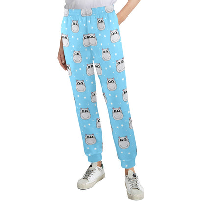 Hippo Design Print Pattern JJ0347 Women's Casual Track Pants