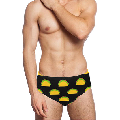 Taco Pattern Print Design TC06 Men's Swimming Briefs