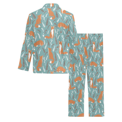 Fox Forest Print Pattern Men's Long Pajama Set