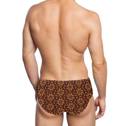 Agricultural Brown Wheat Print Pattern Men's Swimming Briefs