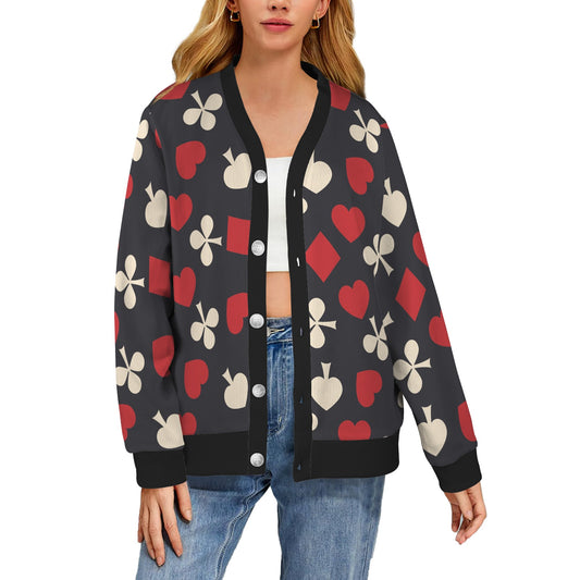 Poker Cards Pattern Print Design A02 Women's Cardigan