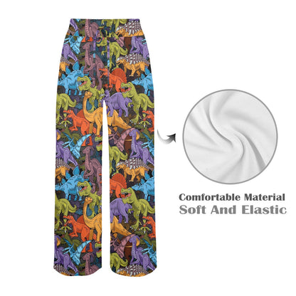 dinosaur Design Print Pattern JJ0102 Women's Wide Leg Lounge Pants