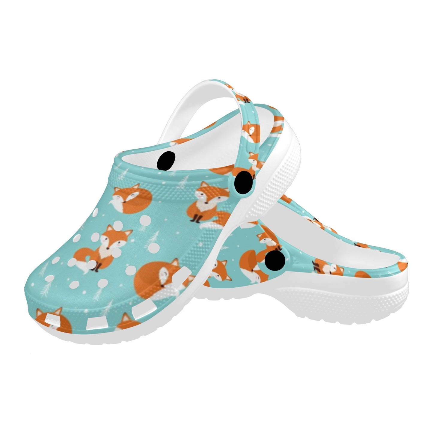 Fox Design Snow Print Pattern Unisex Clogs Shoes