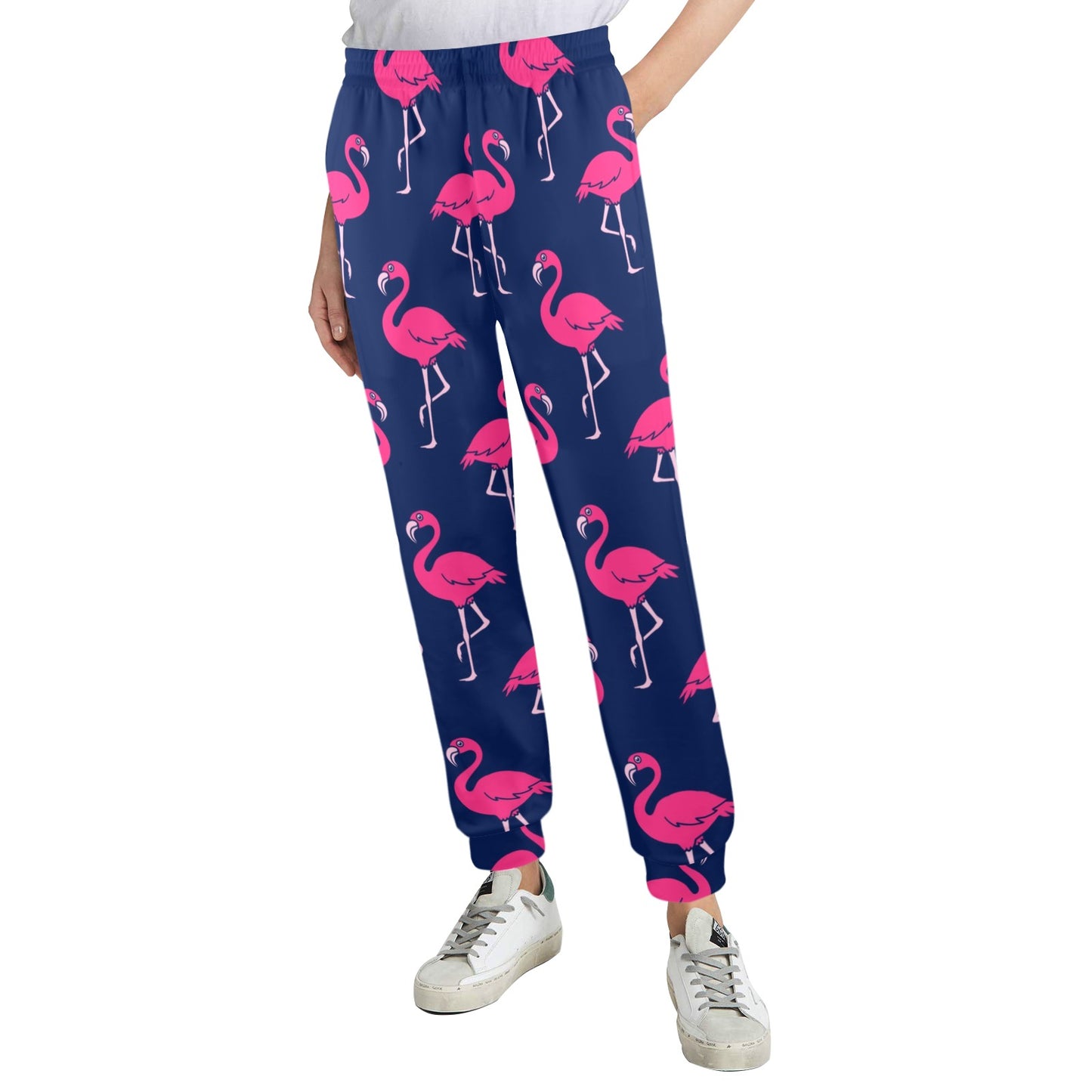 Pink Flamingo Pattern Women's Casual Track Pants