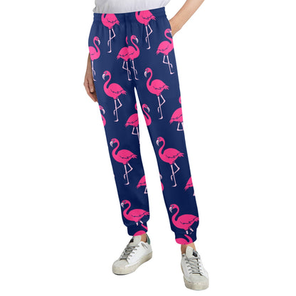 Pink Flamingo Pattern Women's Casual Track Pants