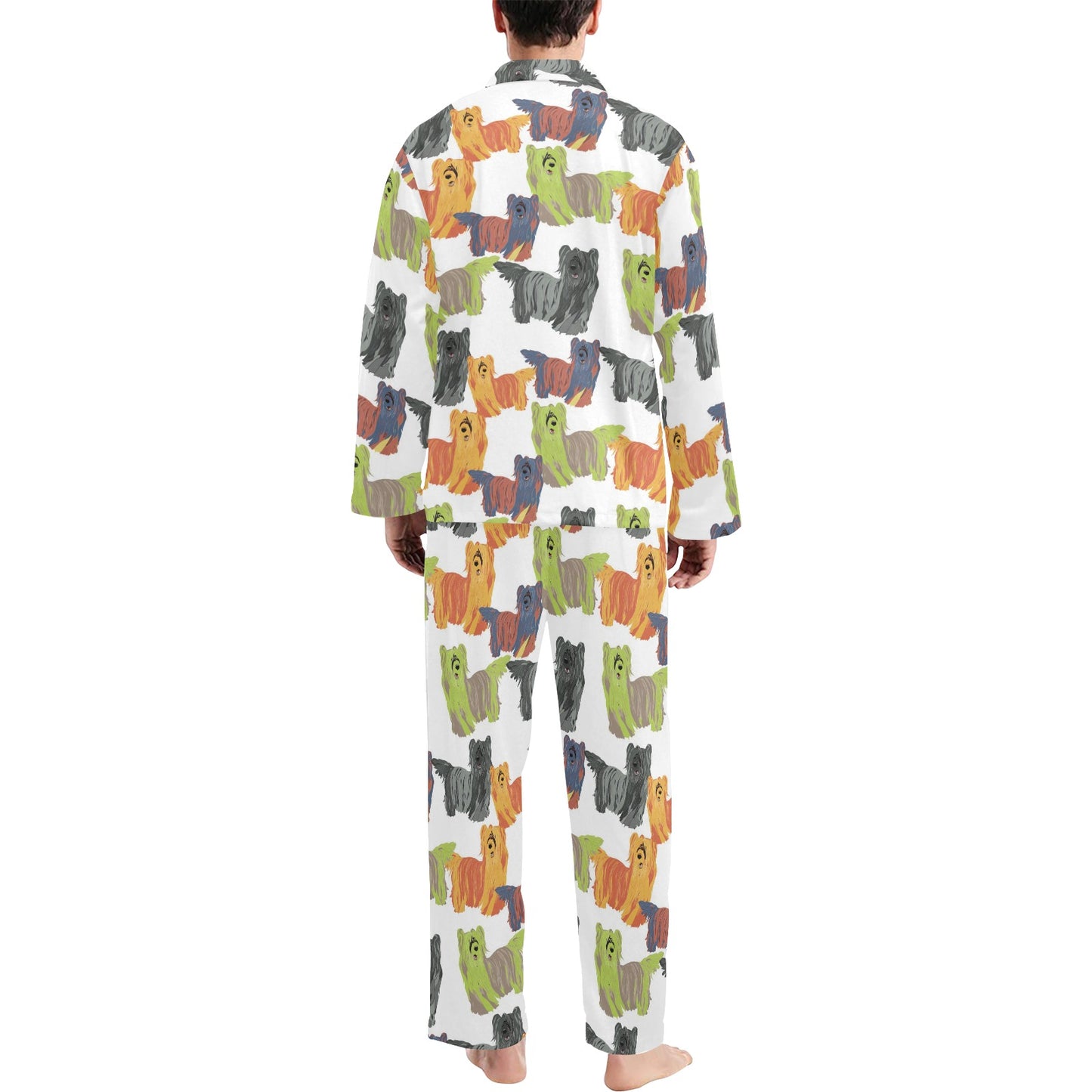 Skye Terriers Print Design LKS301 Men's Long Pajama Set