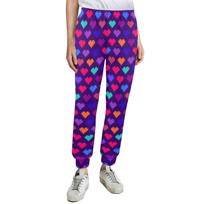 Heart Pixel Pattern Print Design HE03 Women's Casual Track Pants