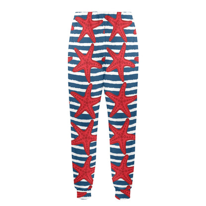 Starfish Red Pattern Print Design 02 Men's Casual Track Pants