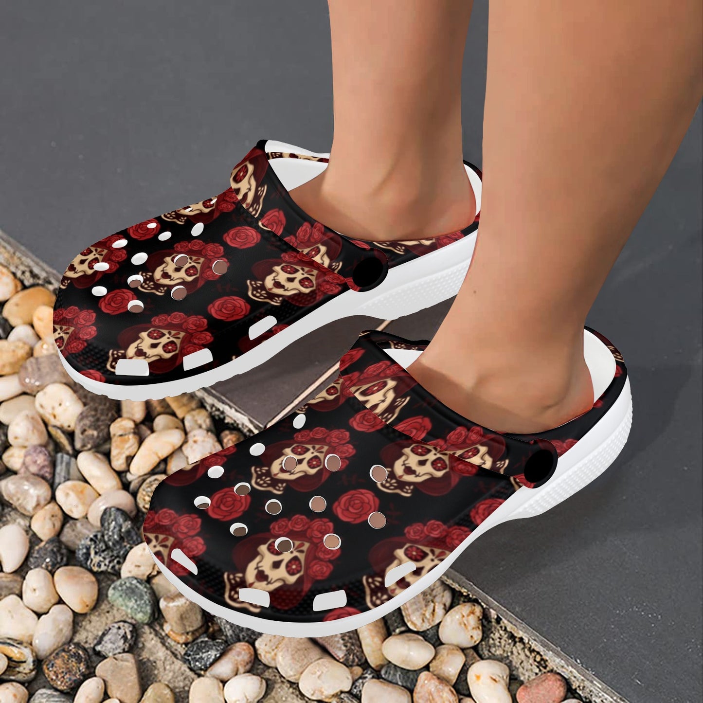 Day of the Dead Skull Girl Pattern Unisex Clogs Shoes