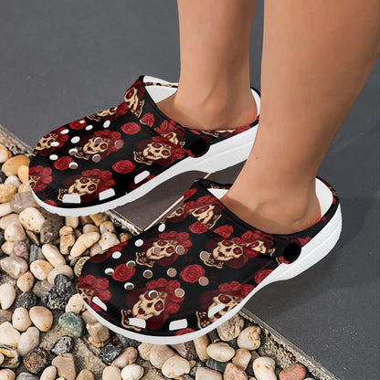 Day of the Dead Skull Girl Pattern Unisex Clogs Shoes