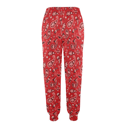 Bandana Paisley Red Print Design LKS3011 Women's Casual Track Pants