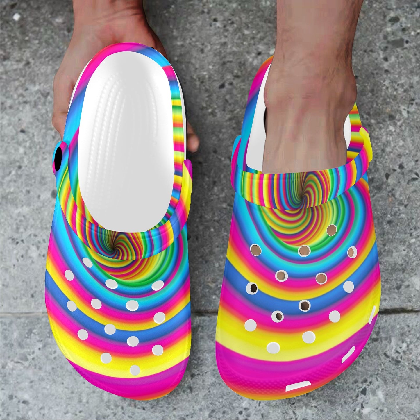 Vortex Twist Swirl Rainbow Design Unisex Clogs Shoes