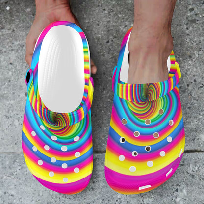 Vortex Twist Swirl Rainbow Design Unisex Clogs Shoes
