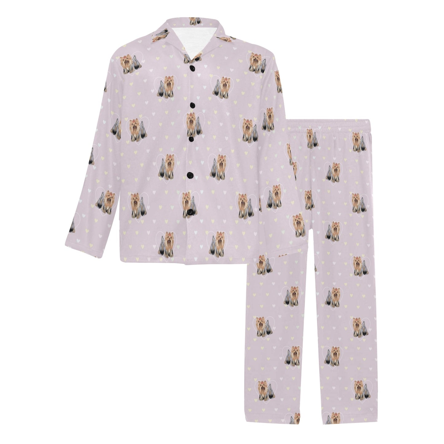 Yorkshire Terriers Print Design LKS302 Men's Long Pajama Set