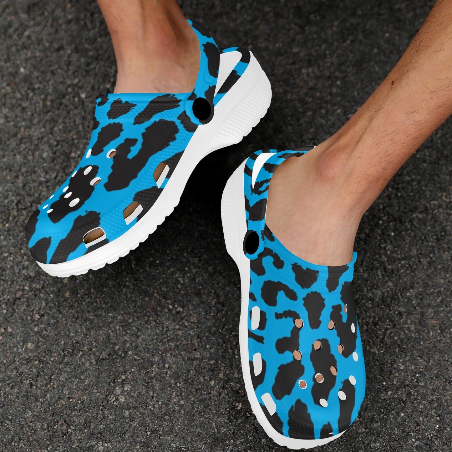 Cheetah Blue Print Pattern Unisex Clogs Shoes