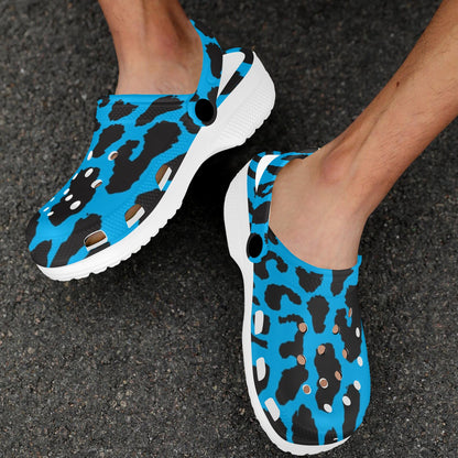 Cheetah Blue Print Pattern Unisex Clogs Shoes