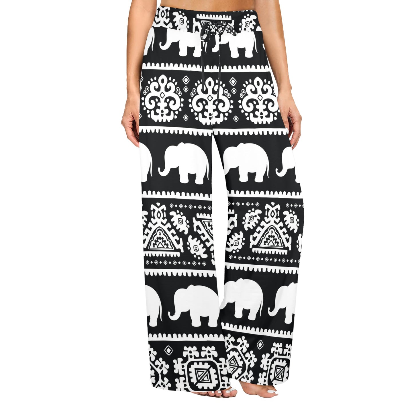 Elephant Pattern Women's Wide Leg Lounge Pants