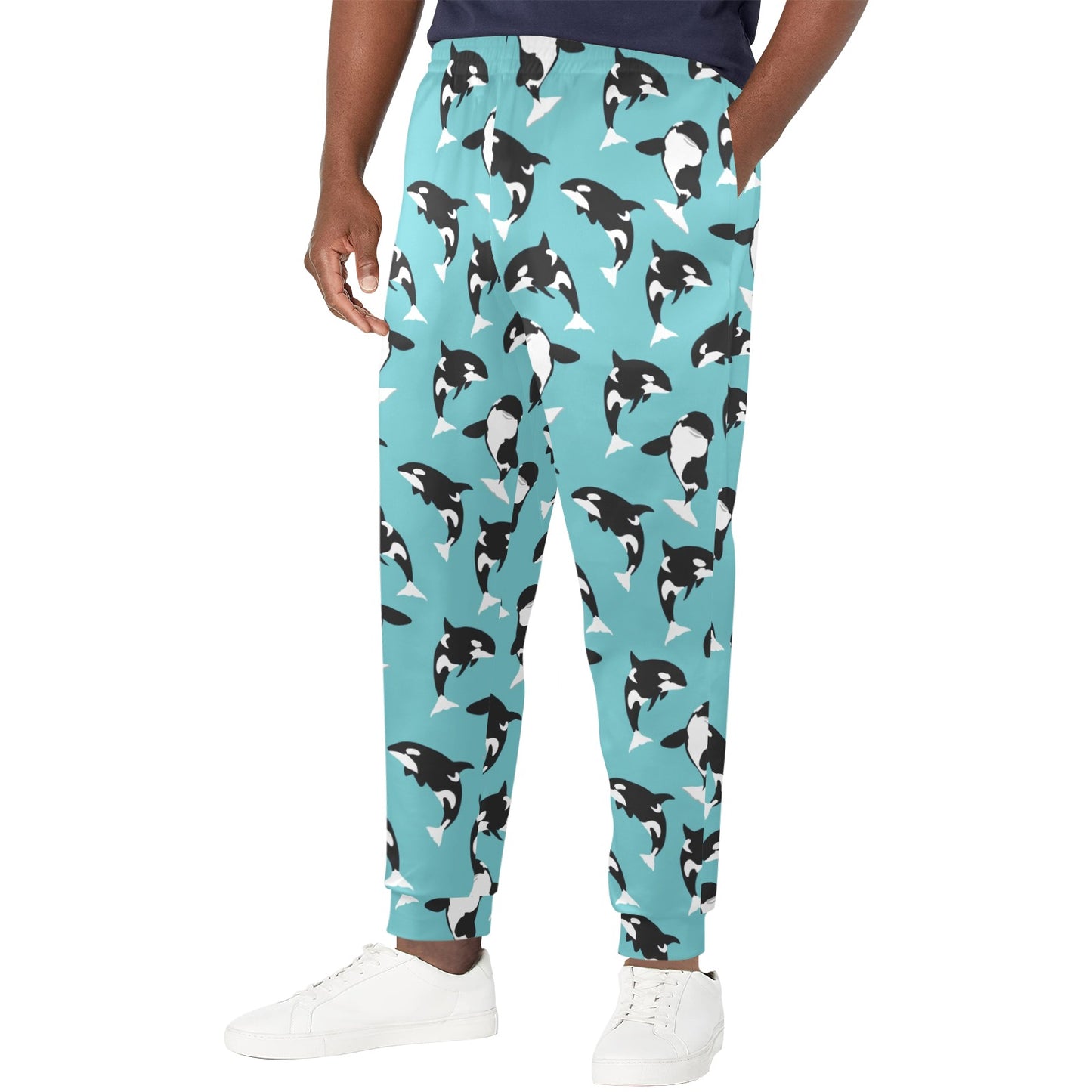 Whale Action Design Themed Print Men's Casual Track Pants