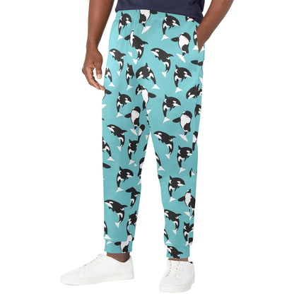 Whale Action Design Themed Print Men's Casual Track Pants
