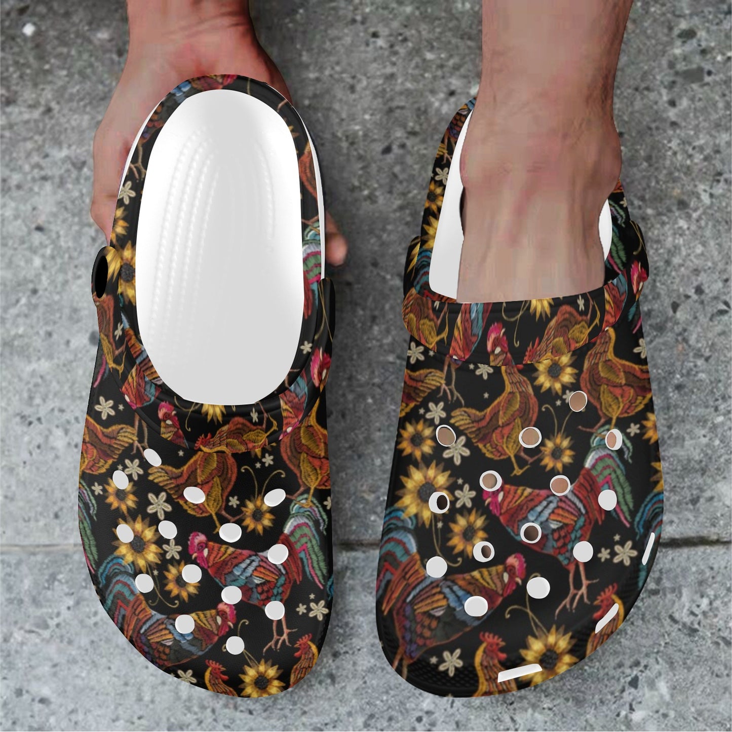 Chicken Embroidery Style Unisex Clogs Shoes