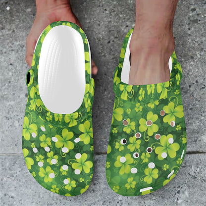 Shamrock Clover Print Unisex Clogs Shoes