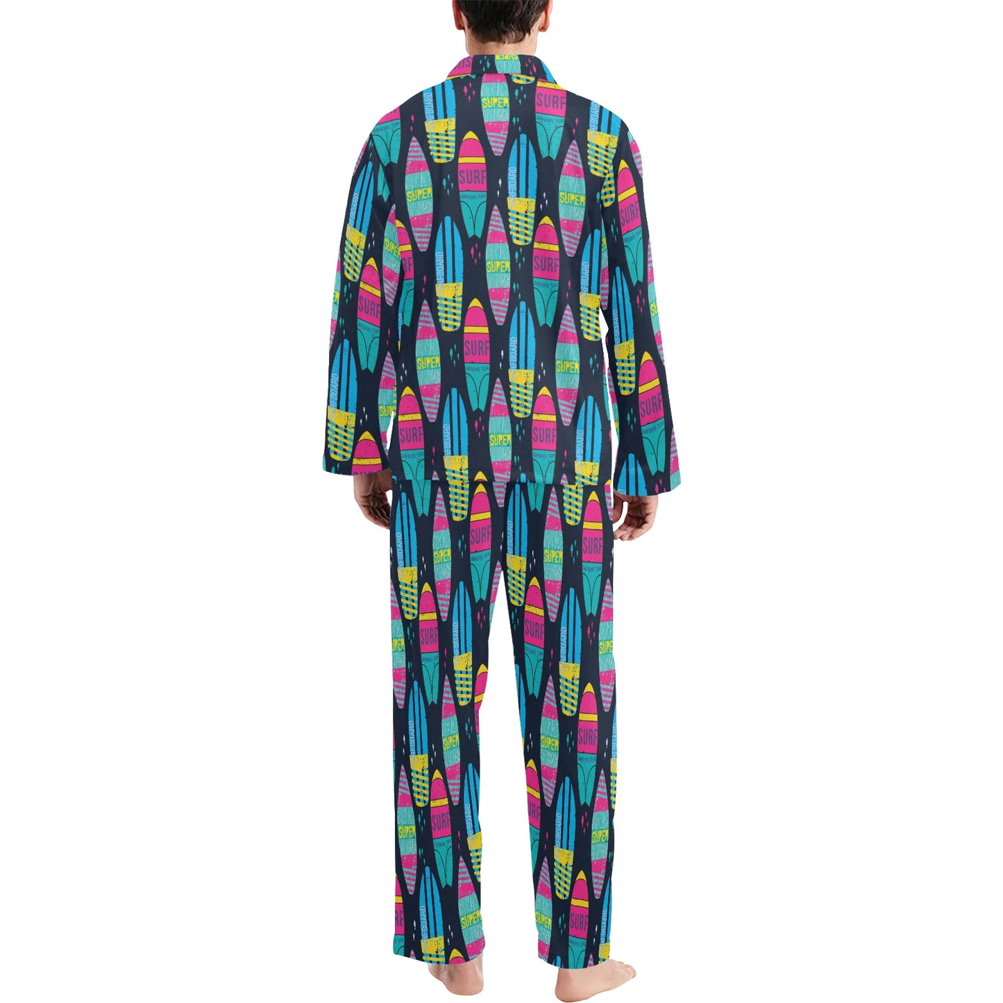 Surfboard Colorful Print Design LKS302 Men's Long Pajama Set