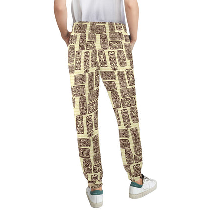 Tiki Brown Mask Print Women's Casual Track Pants